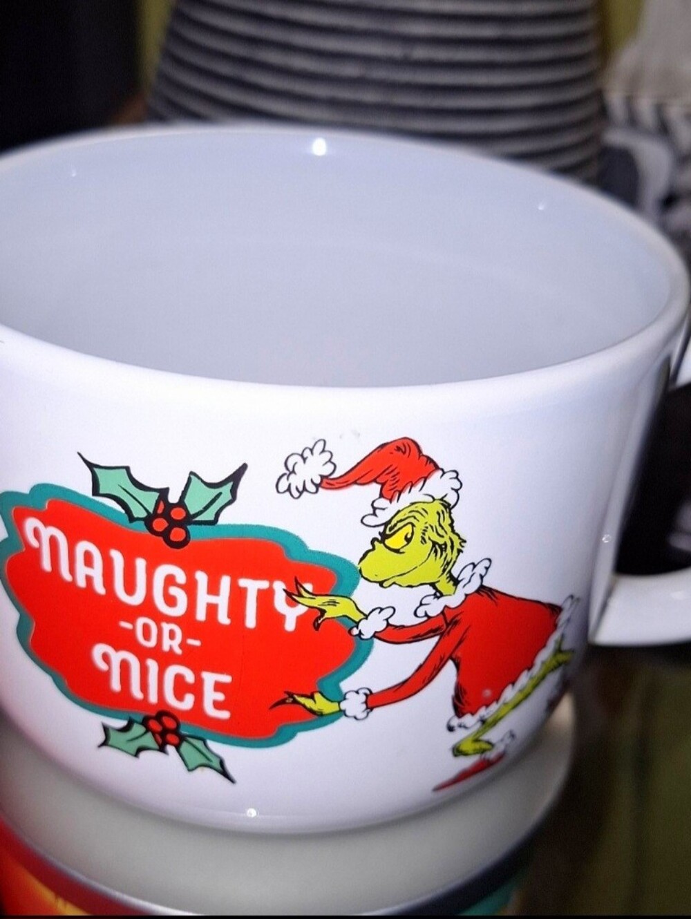 Naughty or Nice Grinch Holiday Coffee Mug - White